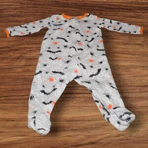 Celebrate Halloween Footed Sleeper 3-6M Bats Spiders Cotton Zip Pajamas